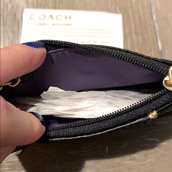 NWT COACH Satin Mini Skinny, Black - Picture 4 of 6